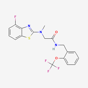 molecular formula C18H15F4N3O2S B2933811 2-((4-fluorobenzo[d]thiazol-2-yl)(methyl)amino)-N-(2-(trifluoromethoxy)benzyl)acetamide CAS No. 1396889-59-0