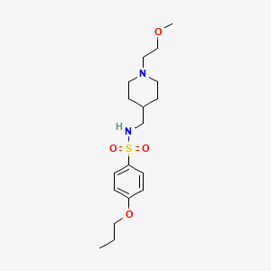 molecular formula C18H30N2O4S B2933813 N-((1-(2-甲氧基乙基)哌啶-4-基)甲基)-4-丙氧基苯磺酰胺 CAS No. 953259-16-0