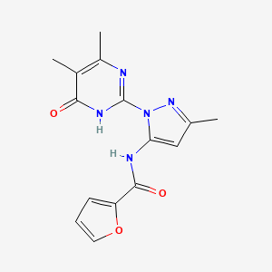 molecular formula C15H15N5O3 B2933817 N-(1-(4,5-二甲基-6-氧代-1,6-二氢嘧啶-2-基)-3-甲基-1H-吡唑-5-基)呋喃-2-甲酰胺 CAS No. 1004680-77-6