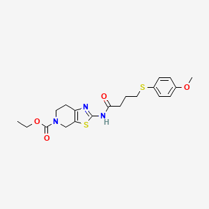 molecular formula C20H25N3O4S2 B2933824 ethyl 2-(4-((4-methoxyphenyl)thio)butanamido)-6,7-dihydrothiazolo[5,4-c]pyridine-5(4H)-carboxylate CAS No. 923402-84-0