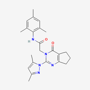 2-(2-(3,5-dimethyl-1H-pyrazol-1-yl)-4-oxo-4,5,6,7-tetrahydro-3H-cyclopenta[d]pyrimidin-3-yl)-N-mesitylacetamide