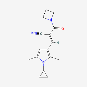 molecular formula C16H19N3O B2933830 (E)-2-(azetidine-1-carbonyl)-3-(1-cyclopropyl-2,5-dimethylpyrrol-3-yl)prop-2-enenitrile CAS No. 1119382-59-0