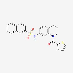 molecular formula C24H20N2O3S2 B2933832 N-(1-(thiophene-2-carbonyl)-1,2,3,4-tetrahydroquinolin-7-yl)naphthalene-2-sulfonamide CAS No. 941944-98-5