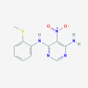 molecular formula C11H11N5O2S B2933840 N-[2-(methylsulfanyl)phenyl]-5-nitropyrimidine-4,6-diamine CAS No. 450345-11-6