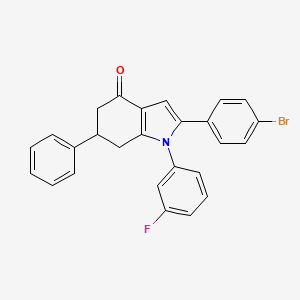 molecular formula C26H19BrFNO B2933845 2-(4-Bromophenyl)-1-(3-fluorophenyl)-6-phenyl-5,6,7-trihydroindol-4-one CAS No. 1024535-22-5