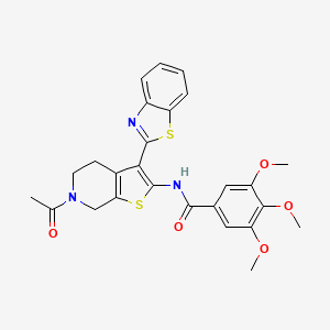 molecular formula C26H25N3O5S2 B2933852 N-(6-acetyl-3-(benzo[d]thiazol-2-yl)-4,5,6,7-tetrahydrothieno[2,3-c]pyridin-2-yl)-3,4,5-trimethoxybenzamide CAS No. 864859-47-2
