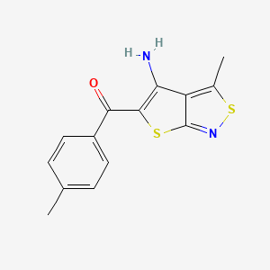 molecular formula C14H12N2OS2 B2933853 (4-氨基-3-甲基噻吩并[2,3-c]异噻唑-5-基)(4-甲基苯基)甲酮 CAS No. 339017-23-1