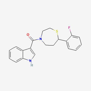 molecular formula C20H19FN2OS B2933854 (7-(2-fluorophenyl)-1,4-thiazepan-4-yl)(1H-indol-3-yl)methanone CAS No. 1706093-51-7