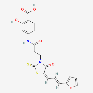 molecular formula C20H16N2O6S2 B2933860 4-(3-((E)-5-((E)-3-(furan-2-yl)allylidene)-4-oxo-2-thioxothiazolidin-3-yl)propanamido)-2-hydroxybenzoic acid CAS No. 903455-51-6