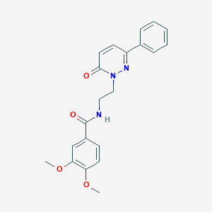 molecular formula C21H21N3O4 B2933862 3,4-dimethoxy-N-(2-(6-oxo-3-phenylpyridazin-1(6H)-yl)ethyl)benzamide CAS No. 921872-66-4