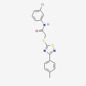 molecular formula C17H14ClN3OS2 B2933864 N-(3-chlorophenyl)-2-((3-(p-tolyl)-1,2,4-thiadiazol-5-yl)thio)acetamide CAS No. 864917-17-9