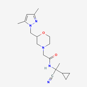 molecular formula C18H27N5O2 B2933869 N-(1-cyano-1-cyclopropylethyl)-2-{2-[(3,5-dimethyl-1H-pyrazol-1-yl)methyl]morpholin-4-yl}acetamide CAS No. 1311604-76-8