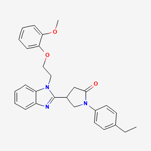 molecular formula C28H29N3O3 B2933874 1-(4-ethylphenyl)-4-{1-[2-(2-methoxyphenoxy)ethyl]-1H-benzimidazol-2-yl}pyrrolidin-2-one CAS No. 847394-73-4