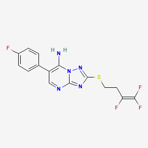molecular formula C15H11F4N5S B2933880 6-(4-Fluorophenyl)-2-[(3,4,4-trifluoro-3-butenyl)sulfanyl][1,2,4]triazolo[1,5-a]pyrimidin-7-ylamine CAS No. 343374-77-6
