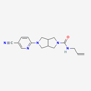molecular formula C16H19N5O B2933882 2-(5-Cyanopyridin-2-yl)-N-prop-2-enyl-1,3,3a,4,6,6a-hexahydropyrrolo[3,4-c]pyrrole-5-carboxamide CAS No. 2415621-18-8