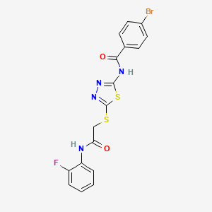 molecular formula C17H12BrFN4O2S2 B2933898 4-bromo-N-(5-((2-((2-fluorophenyl)amino)-2-oxoethyl)thio)-1,3,4-thiadiazol-2-yl)benzamide CAS No. 392298-51-0
