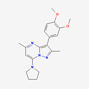 molecular formula C20H24N4O2 B2933901 3-(3,4-二甲氧基苯基)-2,5-二甲基-7-(吡咯烷-1-基)吡唑并[1,5-a]嘧啶 CAS No. 902022-06-4