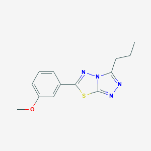 molecular formula C13H14N4OS B293391 Methyl 3-(3-propyl[1,2,4]triazolo[3,4-b][1,3,4]thiadiazol-6-yl)phenyl ether 