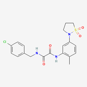 molecular formula C19H20ClN3O4S B2933912 N1-(4-chlorobenzyl)-N2-(5-(1,1-dioxidoisothiazolidin-2-yl)-2-methylphenyl)oxalamide CAS No. 1105227-58-4