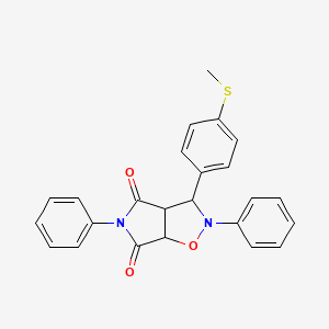 molecular formula C24H20N2O3S B2933916 3-(4-(methylthio)phenyl)-2,5-diphenyldihydro-2H-pyrrolo[3,4-d]isoxazole-4,6(5H,6aH)-dione CAS No. 1005059-92-6