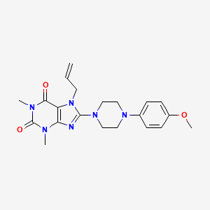 molecular formula C21H26N6O3 B2933926 8-[4-(4-甲氧基苯基)哌嗪-1-基]-1,3-二甲基-7-丙-2-烯基嘌呤-2,6-二酮 CAS No. 797775-42-9