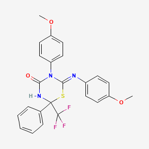 5-(4-Methoxyphenyl)-6-(4-methoxyphenyl)imino-2-phenyl-2-(trifluoromethyl)-1,3,5-thiadiazinan-4-one