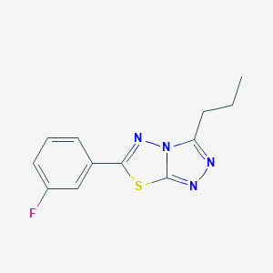 molecular formula C12H11FN4S B293397 6-(3-Fluorophenyl)-3-propyl[1,2,4]triazolo[3,4-b][1,3,4]thiadiazole 
