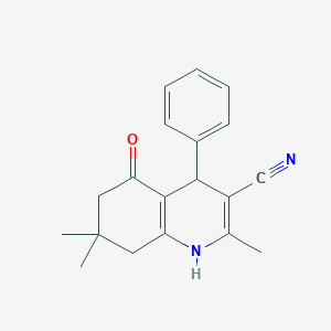 molecular formula C19H20N2O B2933975 2,7,7-Trimethyl-5-oxo-4-phenyl-1,4,5,6,7,8-hexahydroquinoline-3-carbonitrile CAS No. 19732-57-1