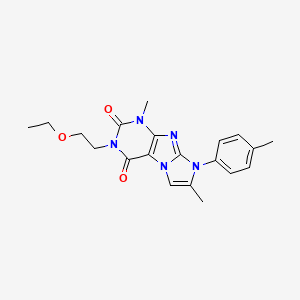 molecular formula C20H23N5O3 B2933978 3-(2-ethoxyethyl)-1,7-dimethyl-8-(p-tolyl)-1H-imidazo[2,1-f]purine-2,4(3H,8H)-dione CAS No. 877643-69-1