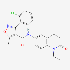 molecular formula C22H20ClN3O3 B2933979 3-(2-chlorophenyl)-N-(1-ethyl-2-oxo-1,2,3,4-tetrahydroquinolin-6-yl)-5-methylisoxazole-4-carboxamide CAS No. 922053-10-9