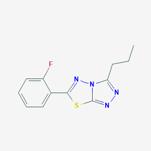 molecular formula C12H11FN4S B293398 6-(2-Fluorophenyl)-3-propyl[1,2,4]triazolo[3,4-b][1,3,4]thiadiazole 