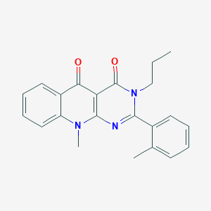 molecular formula C22H21N3O2 B2933981 10-methyl-3-propyl-2-(o-tolyl)pyrimido[4,5-b]quinoline-4,5(3H,10H)-dione CAS No. 902019-14-1
