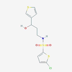 molecular formula C11H12ClNO3S3 B2933986 5-chloro-N-(3-hydroxy-3-(thiophen-3-yl)propyl)thiophene-2-sulfonamide CAS No. 2034466-14-1