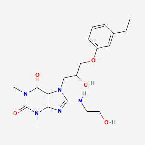 molecular formula C20H27N5O5 B2933989 7-(3-(3-ethylphenoxy)-2-hydroxypropyl)-8-((2-hydroxyethyl)amino)-1,3-dimethyl-1H-purine-2,6(3H,7H)-dione CAS No. 941873-37-6