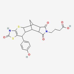 4-((4aR,5R,5aR,8aR,9S)-10-(4-hydroxyphenyl)-2,6,8-trioxo-2,3,4a,5,5a,6,8a,9,9a,10-decahydro-5,9-methanothiazolo[5',4':5,6]thiopyrano[2,3-f]isoindol-7(8H)-yl)butanoic acid