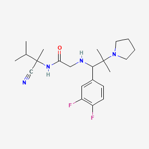 molecular formula C22H32F2N4O B2934033 N-(1-cyano-1,2-dimethylpropyl)-2-{[1-(3,4-difluorophenyl)-2-methyl-2-(pyrrolidin-1-yl)propyl]amino}acetamide CAS No. 1797659-61-0