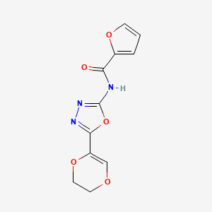 molecular formula C11H9N3O5 B2934063 N-(5-(5,6-dihydro-1,4-dioxin-2-yl)-1,3,4-oxadiazol-2-yl)furan-2-carboxamide CAS No. 887875-45-8