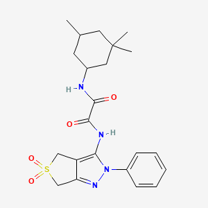 molecular formula C22H28N4O4S B2934073 N1-(5,5-dioxido-2-phenyl-4,6-dihydro-2H-thieno[3,4-c]pyrazol-3-yl)-N2-(3,3,5-trimethylcyclohexyl)oxalamide CAS No. 899733-10-9