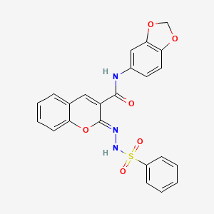 (2Z)-2-(benzenesulfonylhydrazinylidene)-N-(1,3-benzodioxol-5-yl)chromene-3-carboxamide