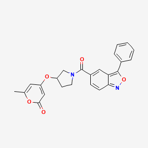 molecular formula C24H20N2O5 B2934082 6-methyl-4-((1-(3-phenylbenzo[c]isoxazole-5-carbonyl)pyrrolidin-3-yl)oxy)-2H-pyran-2-one CAS No. 1795363-65-3