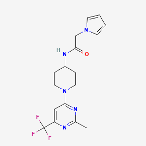 molecular formula C17H20F3N5O B2934084 N-(1-(2-甲基-6-(三氟甲基)嘧啶-4-基)哌啶-4-基)-2-(1H-吡咯-1-基)乙酰胺 CAS No. 2034439-30-8