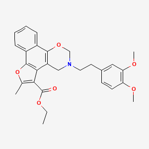 ethyl 3-(3,4-dimethoxyphenethyl)-6-methyl-3,4-dihydro-2H-furo[3',2':3,4]naphtho[2,1-e][1,3]oxazine-5-carboxylate