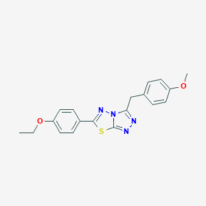 molecular formula C19H18N4O2S B293409 6-(4-Ethoxyphenyl)-3-(4-methoxybenzyl)[1,2,4]triazolo[3,4-b][1,3,4]thiadiazole 