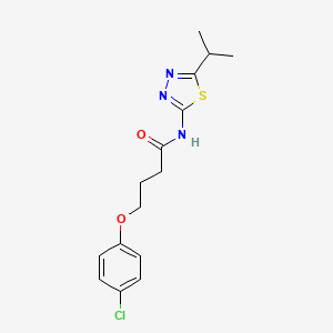 molecular formula C15H18ClN3O2S B2934111 4-(4-Chloro-phenoxy)-N-(5-isopropyl-[1,3,4]thiadiazol-2-yl)-butyramide CAS No. 442150-75-6