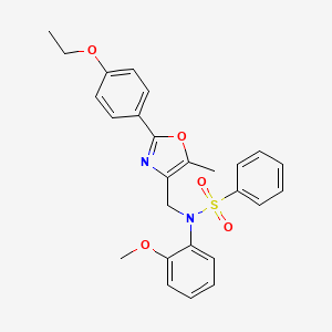 molecular formula C26H26N2O5S B2934131 N-{[2-(4-ethoxyphenyl)-5-methyl-1,3-oxazol-4-yl]methyl}-N-(2-methoxyphenyl)benzenesulfonamide CAS No. 1251616-31-5