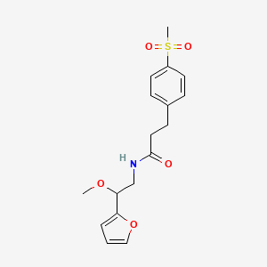 molecular formula C17H21NO5S B2934136 N-(2-(呋喃-2-基)-2-甲氧基乙基)-3-(4-(甲基磺酰基)苯基)丙酰胺 CAS No. 2034378-27-1