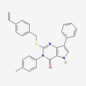 molecular formula C28H23N3OS B2934138 7-phenyl-3-(p-tolyl)-2-((4-vinylbenzyl)thio)-3H-pyrrolo[3,2-d]pyrimidin-4(5H)-one CAS No. 2034357-68-9