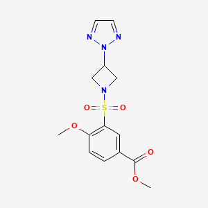 molecular formula C14H16N4O5S B2934144 methyl 3-((3-(2H-1,2,3-triazol-2-yl)azetidin-1-yl)sulfonyl)-4-methoxybenzoate CAS No. 2319891-31-9