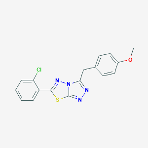 molecular formula C17H13ClN4OS B293415 6-(2-Chlorophenyl)-3-(4-methoxybenzyl)[1,2,4]triazolo[3,4-b][1,3,4]thiadiazole 