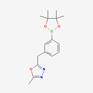 molecular formula C16H21BN2O3 B2934151 3-((5-甲基-1,3,4-恶二唑-2-基)甲基)苯硼酸, 二缩水甘油酯 CAS No. 2096330-21-9